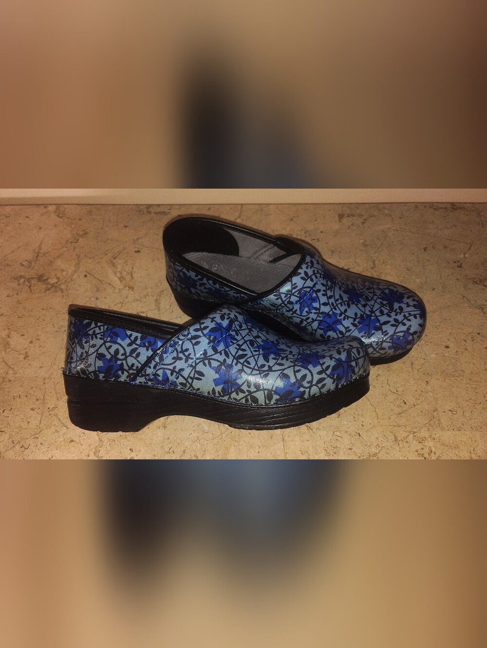 Dansko Blue Floral Clog Shoes
